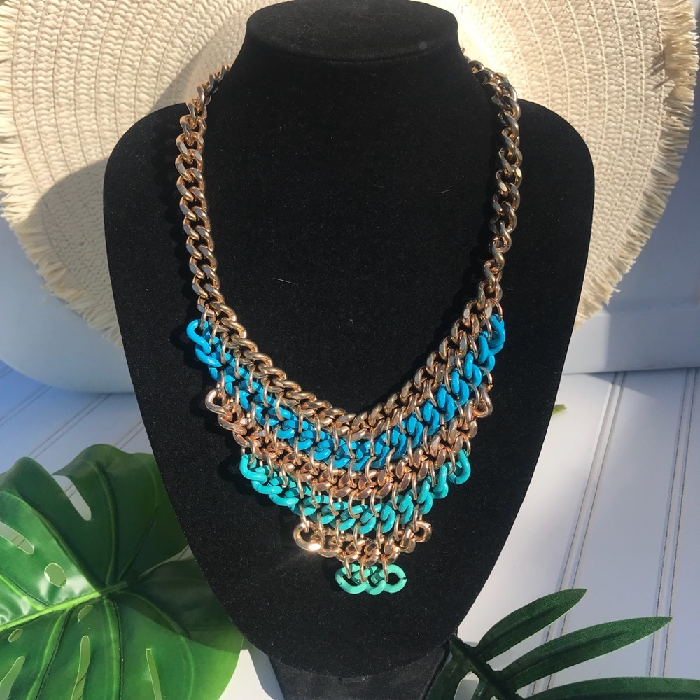 Milea Chain Link Sea Colors Statement Necklace